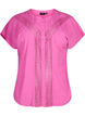 Viskosebluse med blondekant, Raspberry Rose, Packshot image number 0
