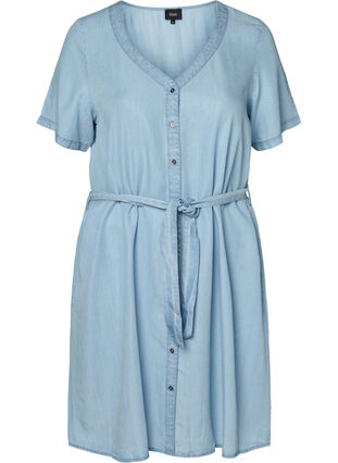Denim kjole, Light blue denim, Packshot image number 0