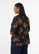 Langermet bluse med blomstertrykk, Svart, Model image number 2