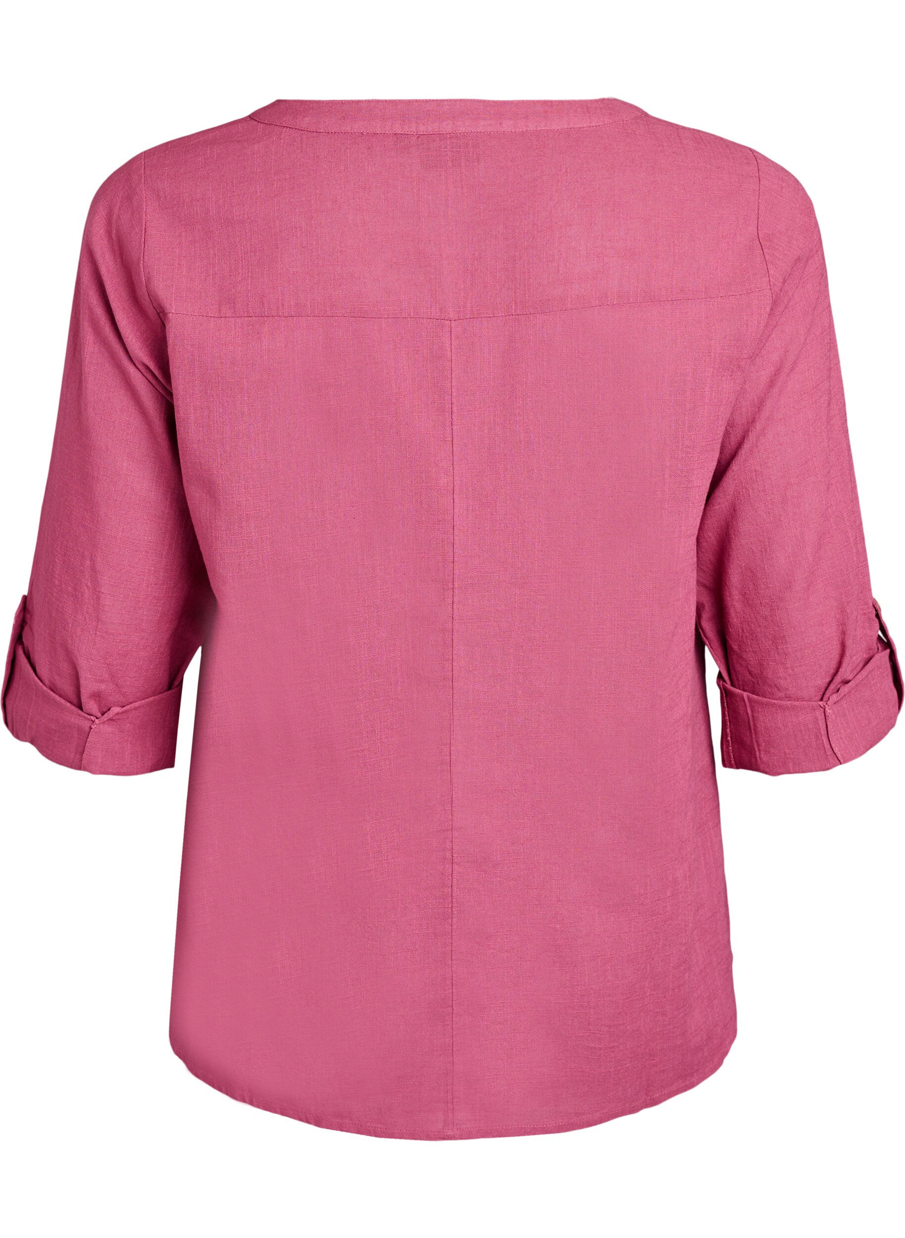 ZizziBomullsbluse med V-hals, R&oslash;d, Packshot image number 1