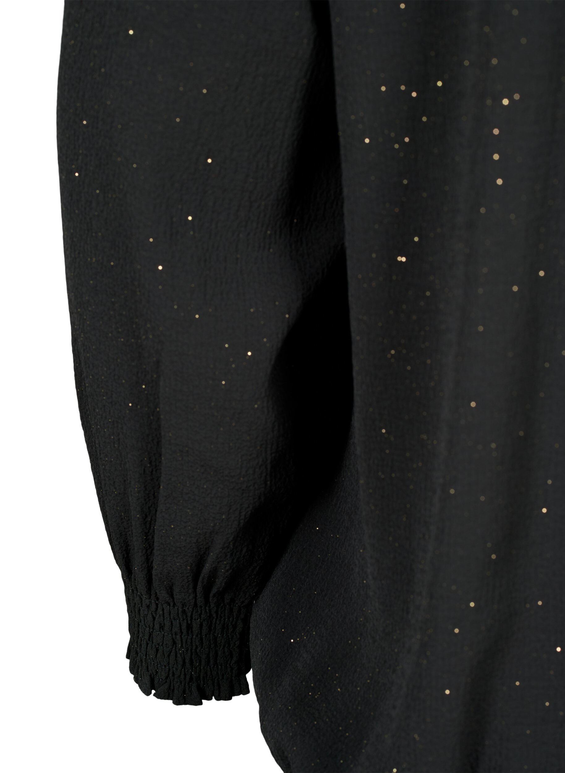 Zizzi FLASH - langermet bluse med smokk og glitter	, Black w. Silver, Packshot image number 3