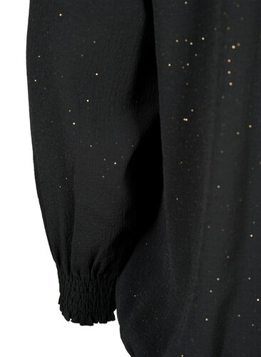FLASH - langermet bluse med smokk og glitter	, Black w. Silver, Packshot image number 3