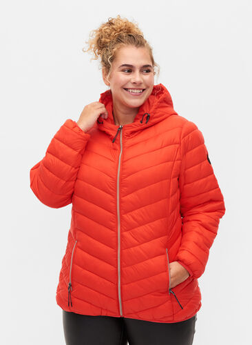 Lettvektsjakke med hette, Fiery Red, Model image number 0