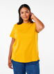 Basic T-skjorte i bomull med rund hals, Gul, Model image number 0