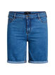 Tettsittende denimshorts med h&oslash;y midje, Bl&aring;, Packshot image number 0