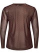 Mesh bluse med trykk, Brun, Packshot image number 1