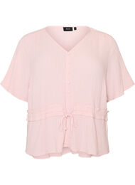 Bluse med tekstur og knytebelte, Rosa