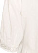 Bluse i teksturert bomull med hekledetaljer, Hvit, Packshot image number 3
