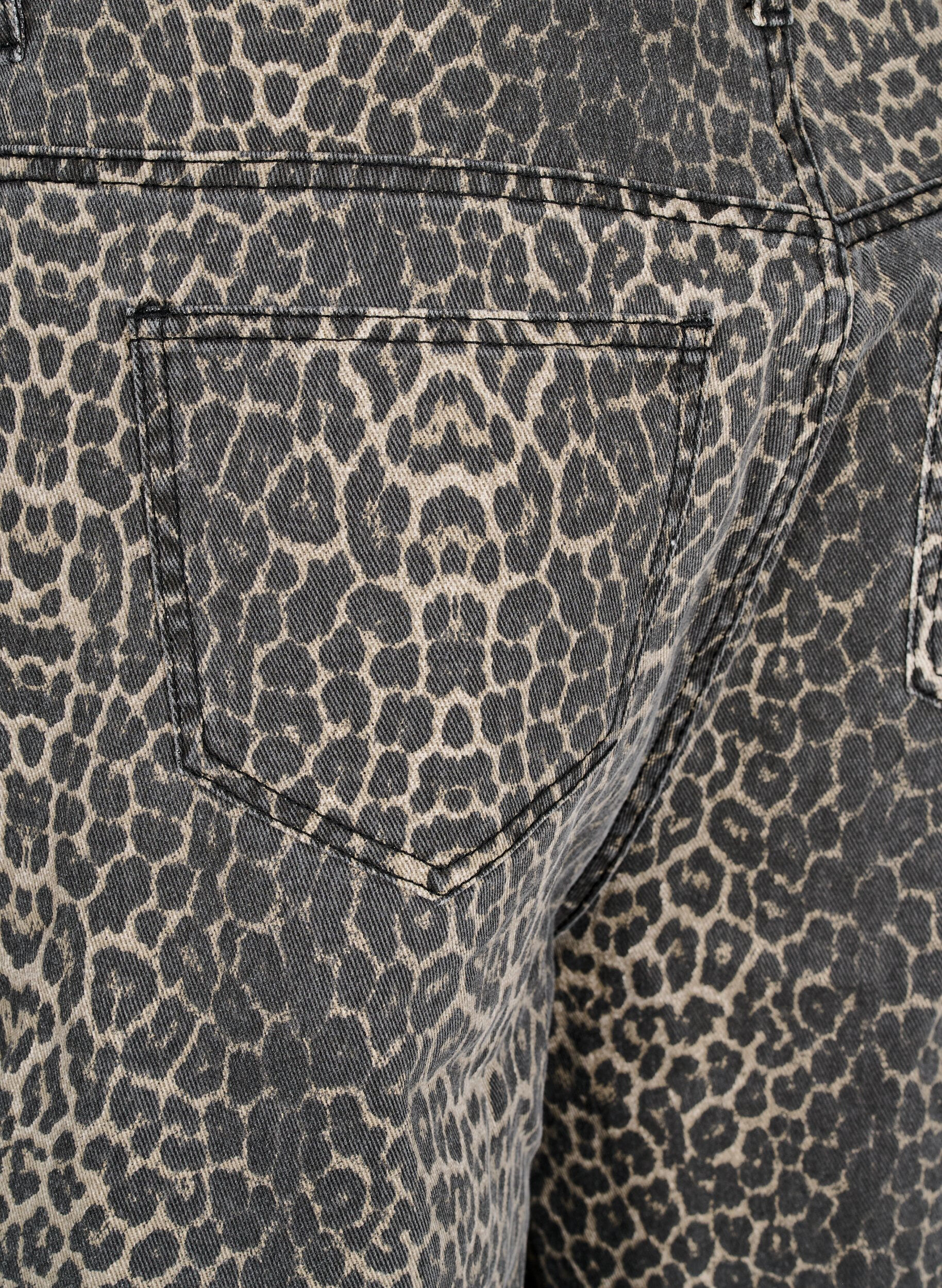 Zizzi Leopardm&oslash;nstret denim Bermudashorts, Brun, Packshot image number 3