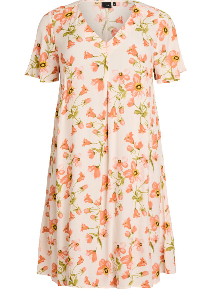 Viskose A-line kjole, Rosa, Packshot image number 0