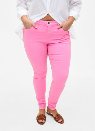 Amy jeans med høy midje og supersmal passform, Rosebloom, Model image number 2