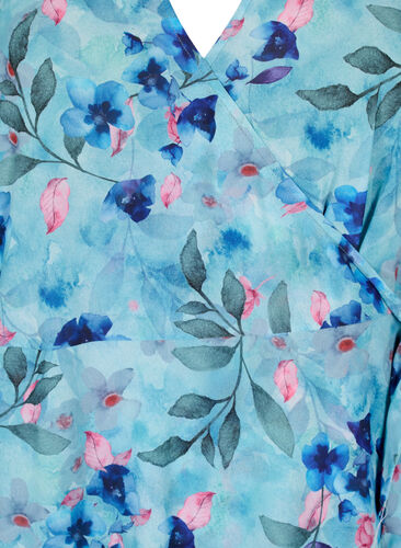Kortermet omslagskjole med blomstermønster, Trellis AOP, Packshot image number 2