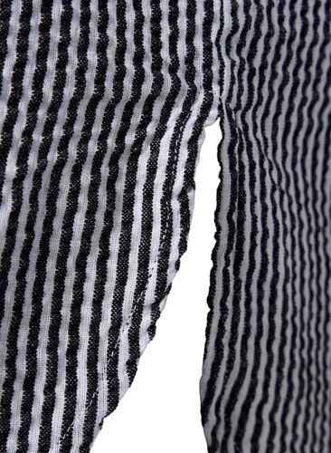 Kortermet bomullskjorte med striper, Black Stripe, Packshot image number 3