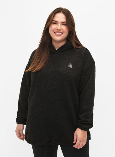 Sporty genser med hette, Black, Model image number 0
