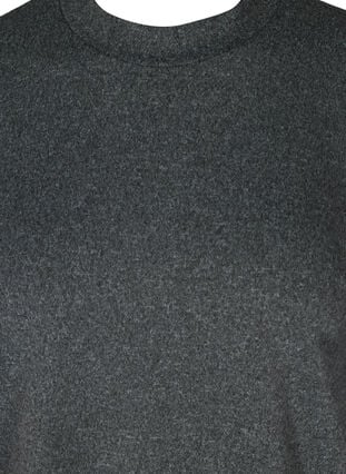 Melert bluse med puffermer og perler, Dark Grey Melange, Packshot image number 2