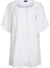 Festkjole i knelengde med vide ermer, Bright White