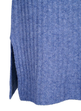 Ribbestrikket kjole med splitt, Gray Blue Mel., Packshot image number 3