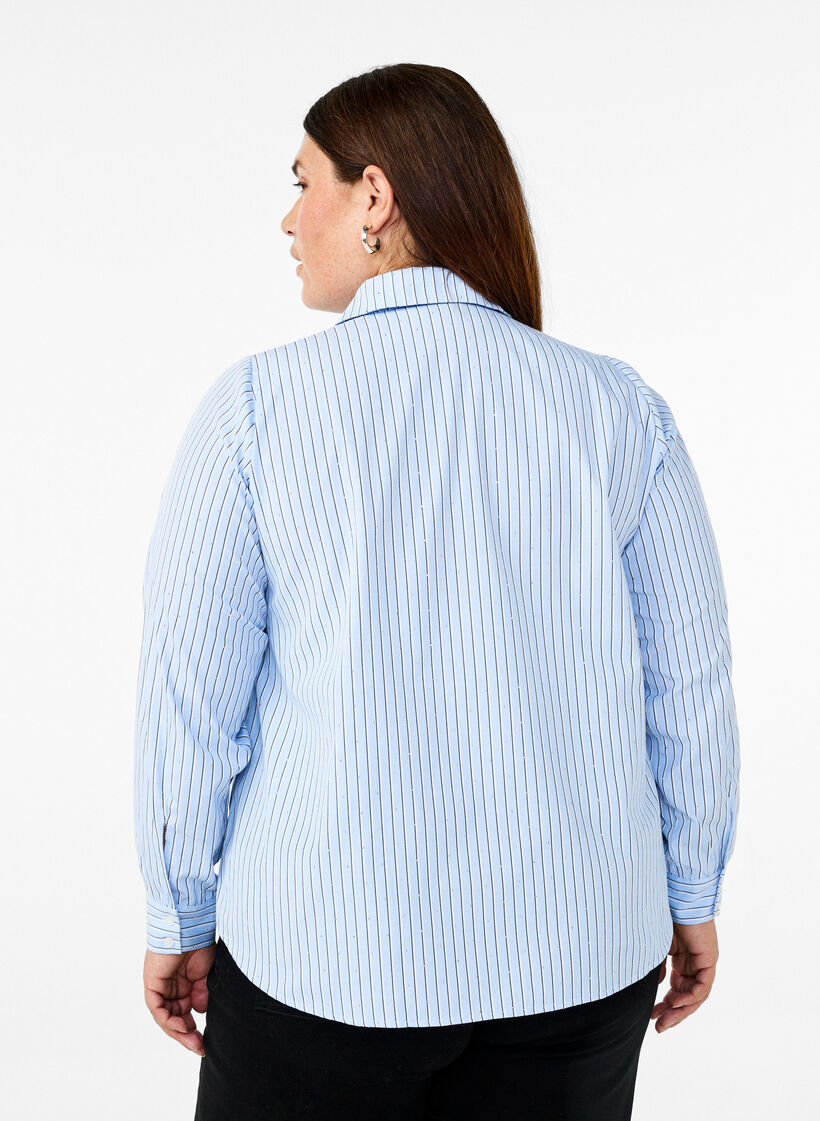 Stripete skjorte med nagler, Blå, Model image number 2