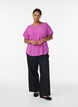 Bluse med korte ermer og rund hals, Lilla, Model image number 1