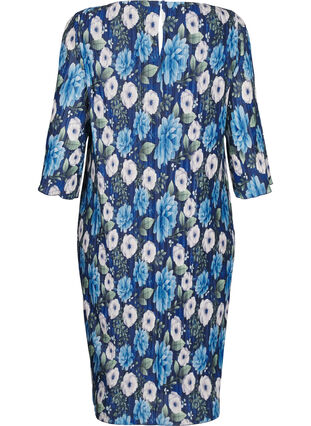 Zizzi Plissert kjole med 3/4 ermer, Blå, Packshot image number 1