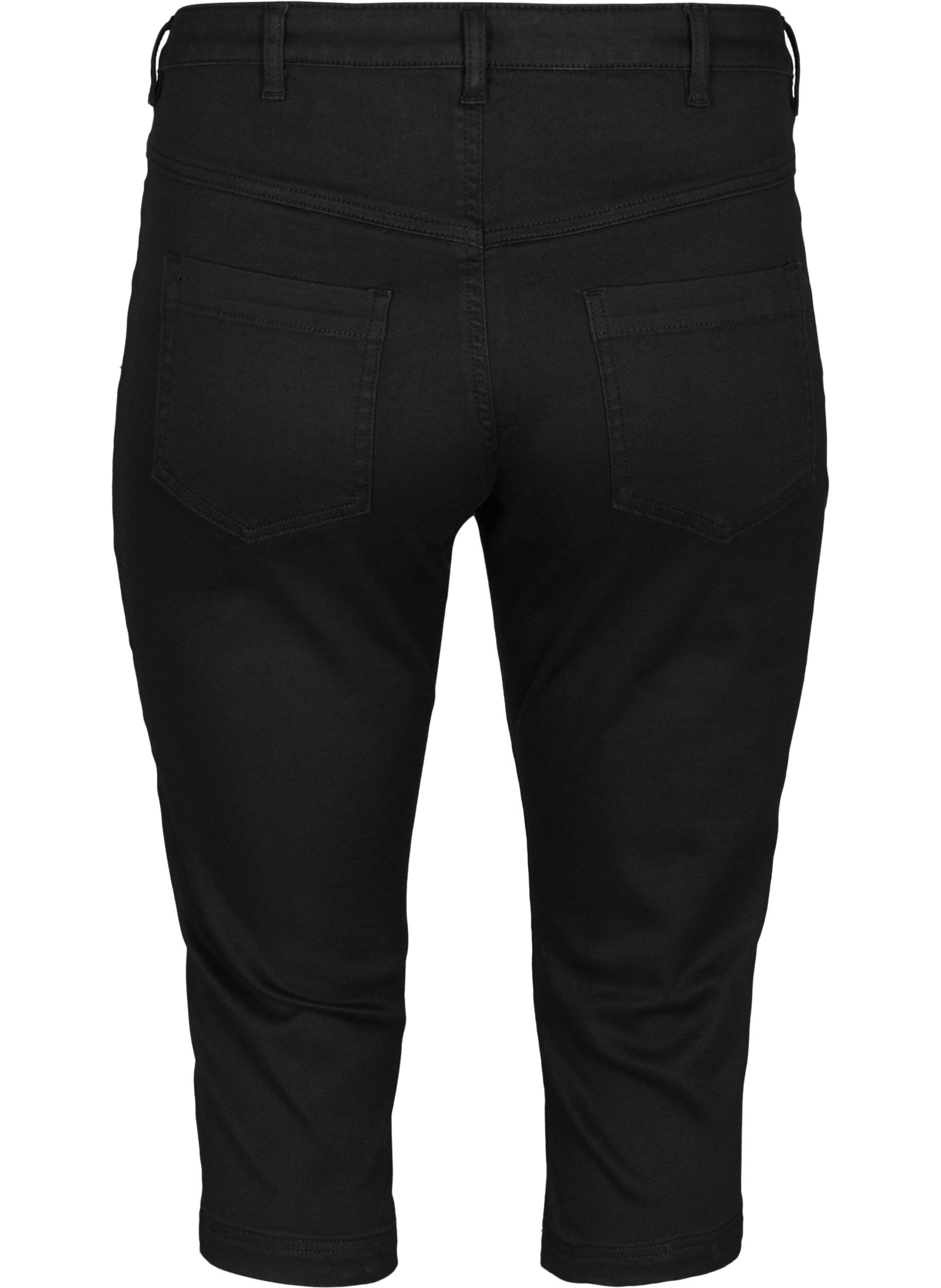 ZizziAmy capribukser med h&oslash;yt liv og super slim fit, Svart, Packshot image number 1