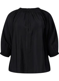 A-formet viskose bluse med 3/4-ermer, Black