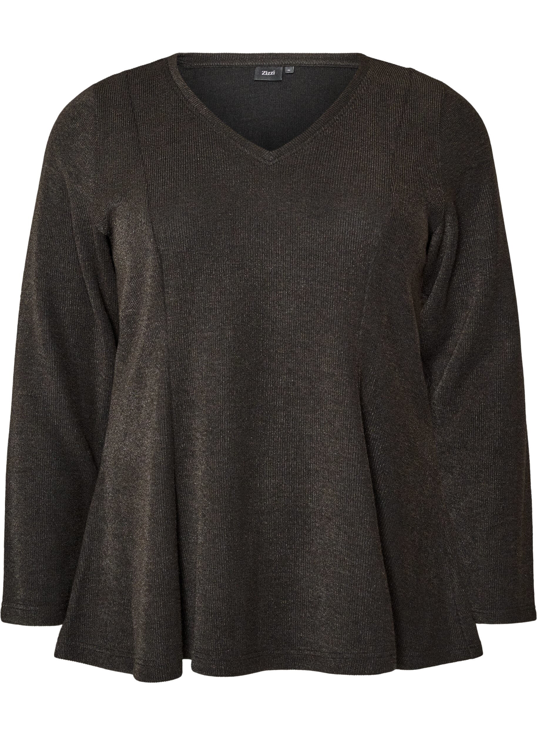 Jersey bluse med ribbet tekstur og A-linje passform