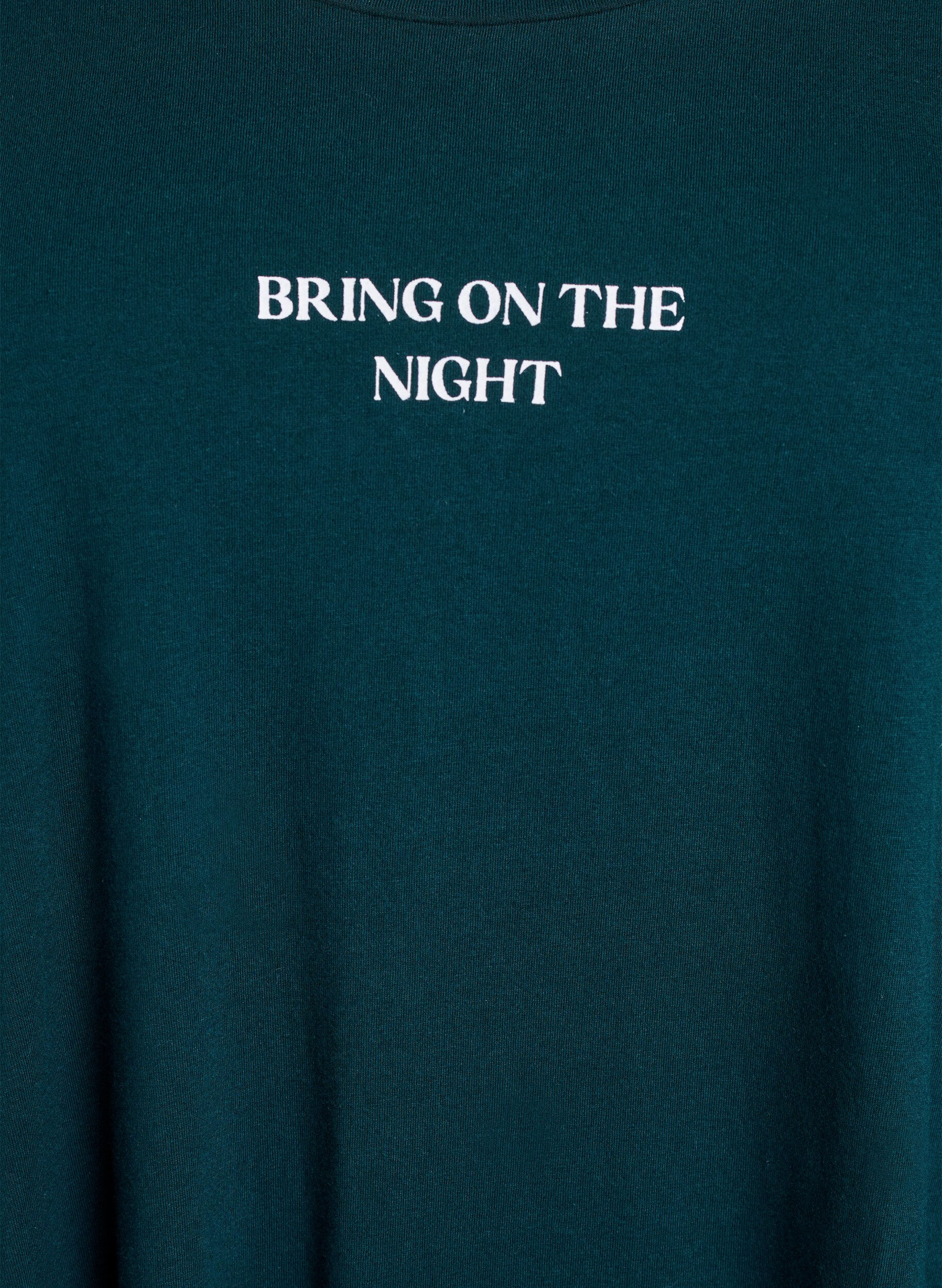 Zizzi Langermet nattkjole i &oslash;kologisk bomull, Gr&oslash;nn, Packshot image number 2