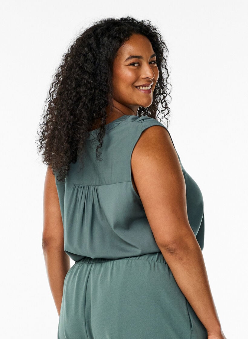 Ermel&oslash;s bluse i viskose, Gr&oslash;nn, Model image number 2