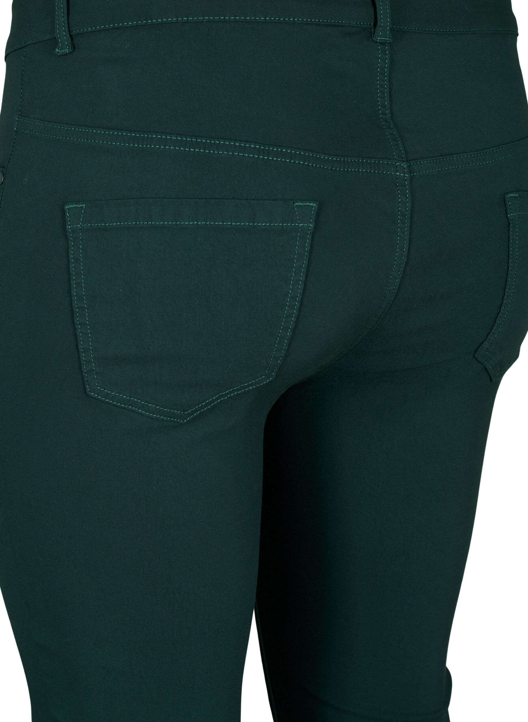 Zizzi Slim fit bukser med lommer, Gr&oslash;nn, Packshot image number 3