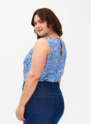 Zizzi FLASH – Ermeløs topp med trykk, Blå, Model image number 2