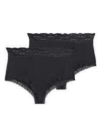 2-pack Hipsters med blondekant og høy midje, Svart 2-pack Hipsters med blondekant og høy midje