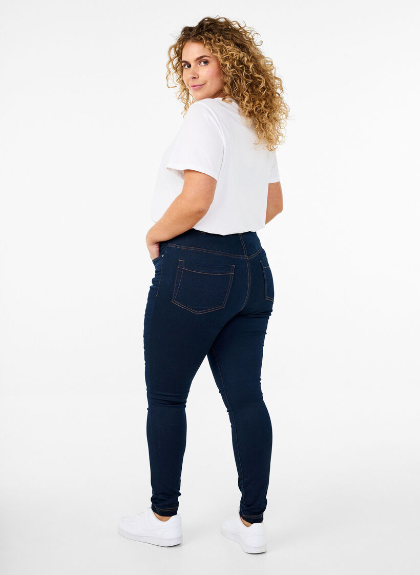 Super slim Amy jeans med høyt liv, Unwashed, Model