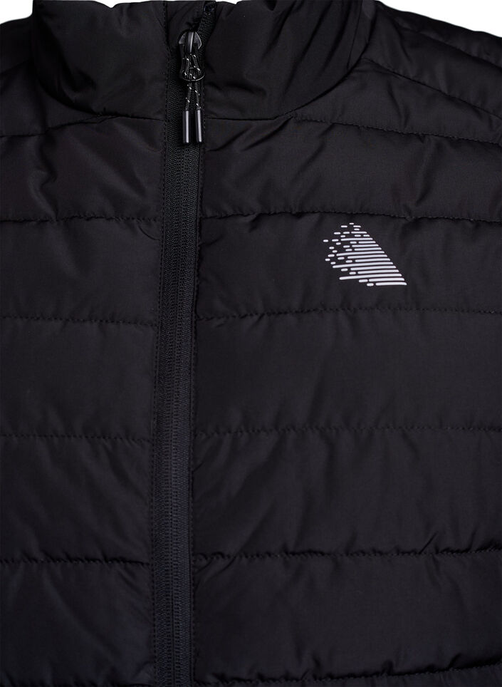 Sporty polstret vest med glidelås og lommer, Black, Packshot