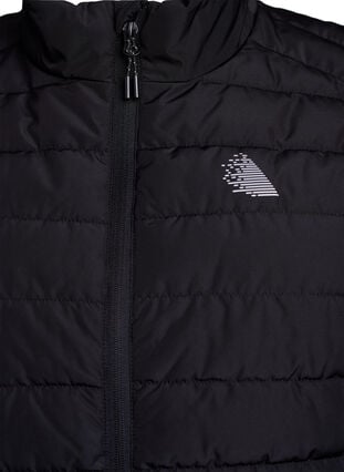 Zizzi Sporty polstret vest med glidelås og lommer, Black, Packshot image number 2