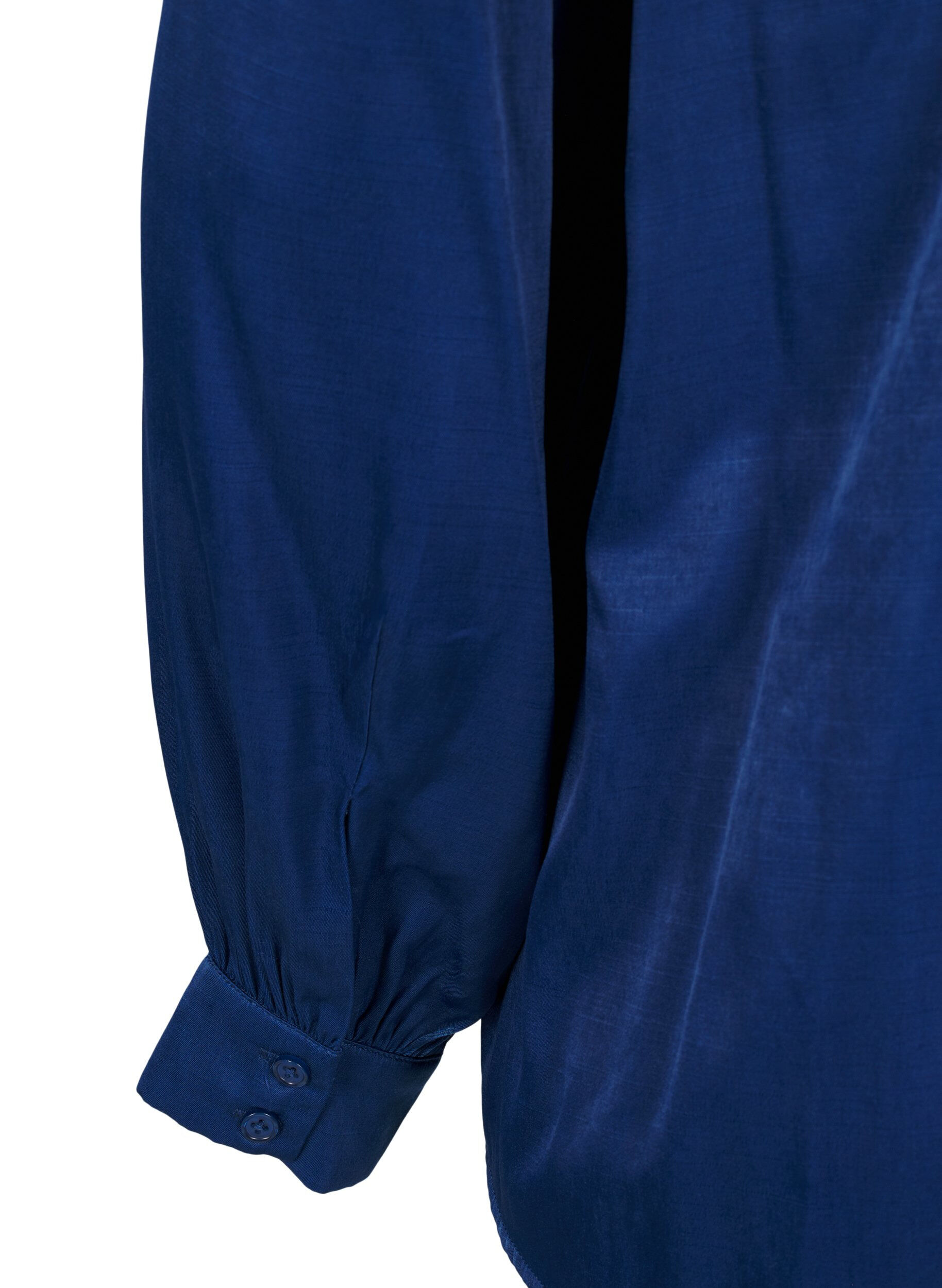 Zizzi Langermet bluse med volanger og V-hals, Estate Blue, Packshot image number 4