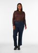Langermet bluse i ull og viskose, Brun, Model image number 1