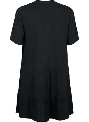 Kortermet kjole i 100 % bomull, Black, Packshot image number 1