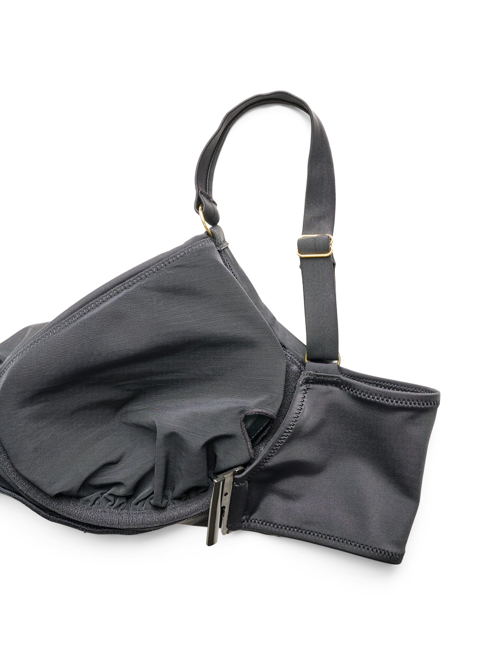 ZizziBikinioverdel med b&oslash;yle og gulldetaljer, Svart, Packshot image number 3