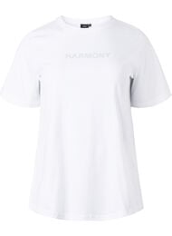 T-skjorte i økologisk bomull med tekst, White HARMONY