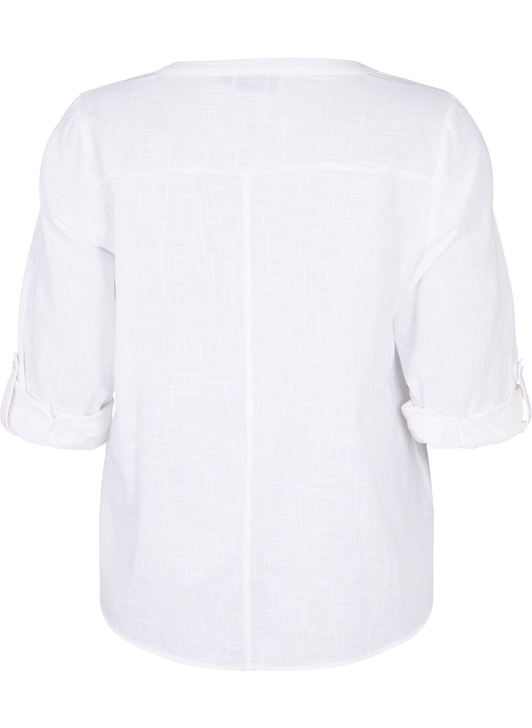 Zizzi Bomullsbluse med V-hals, Bright White, Packshot image number 1