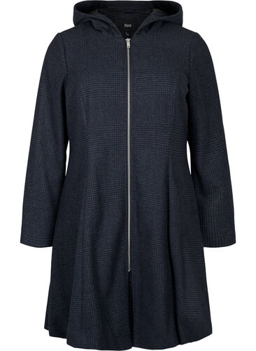 Rutete kåpe med ull, Dark Grey Melange, Packshot image number 0