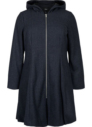 Zizzi Rutete kåpe med ull, Dark Grey Melange, Packshot image number 0