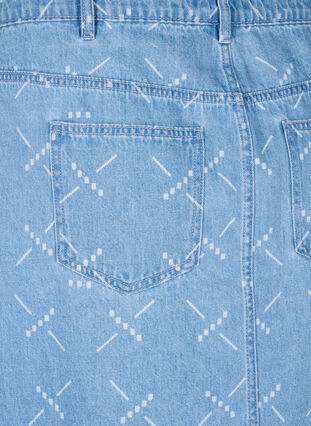 Jeansskjørt med mønster, Light blue denim, Packshot image number 3