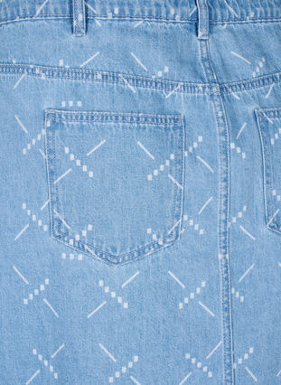 Zizzi Jeansskjørt med mønster, Light blue denim, Packshot image number 3