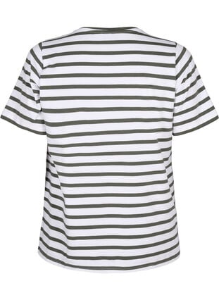 T-skjorte i økologisk bomull med striper, Thyme Stripe, Packshot image number 1
