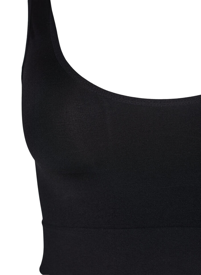 Sømløs BH med rund hals, Black, Packshot image number 2