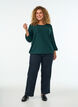 Bluse med tekstur og 3/4 ermer, Gr&oslash;nn, Model image number 1