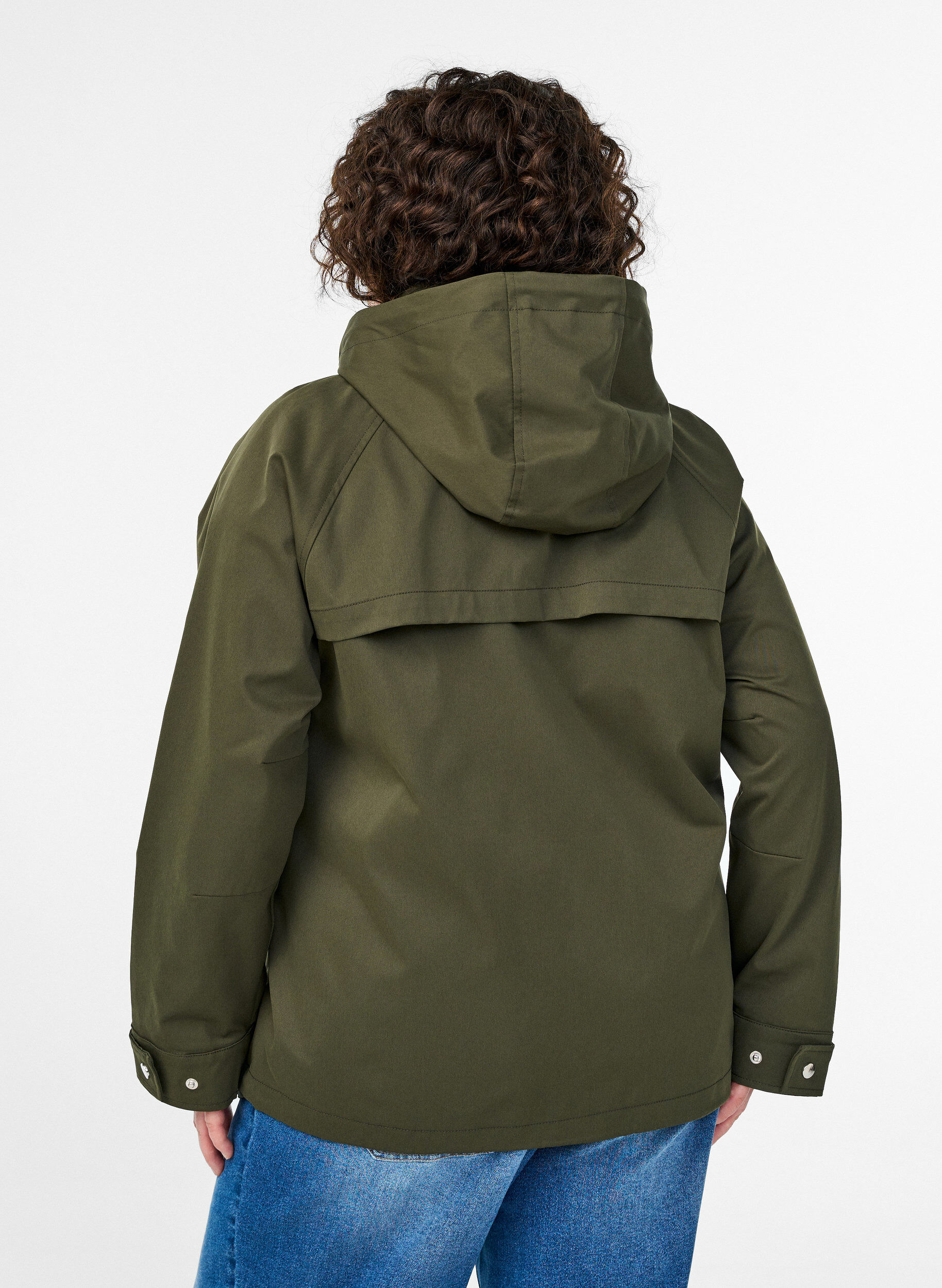 ZizziKort v&aring;rjakke med avtagbar hette, Gr&oslash;nn, Model image number 2