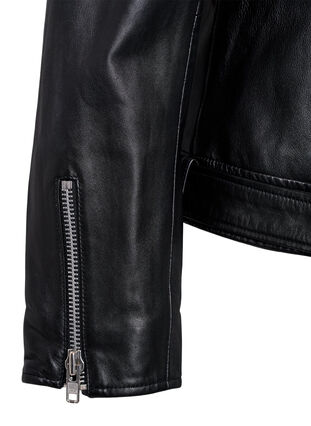 Zizzi Skinn bikerjakke med belte, Black, Packshot image number 3
